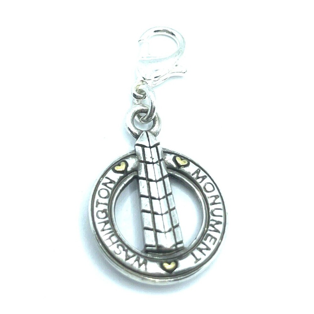 Brighton Washington DC State Monument Patriotic America Heart Silver Charm